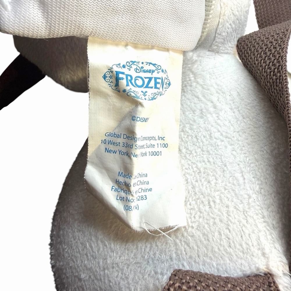 Disney Frozen Olaf Plush Backpack White Snowman Adjustable Straps Small Zip Bag - Picture 10 of 11